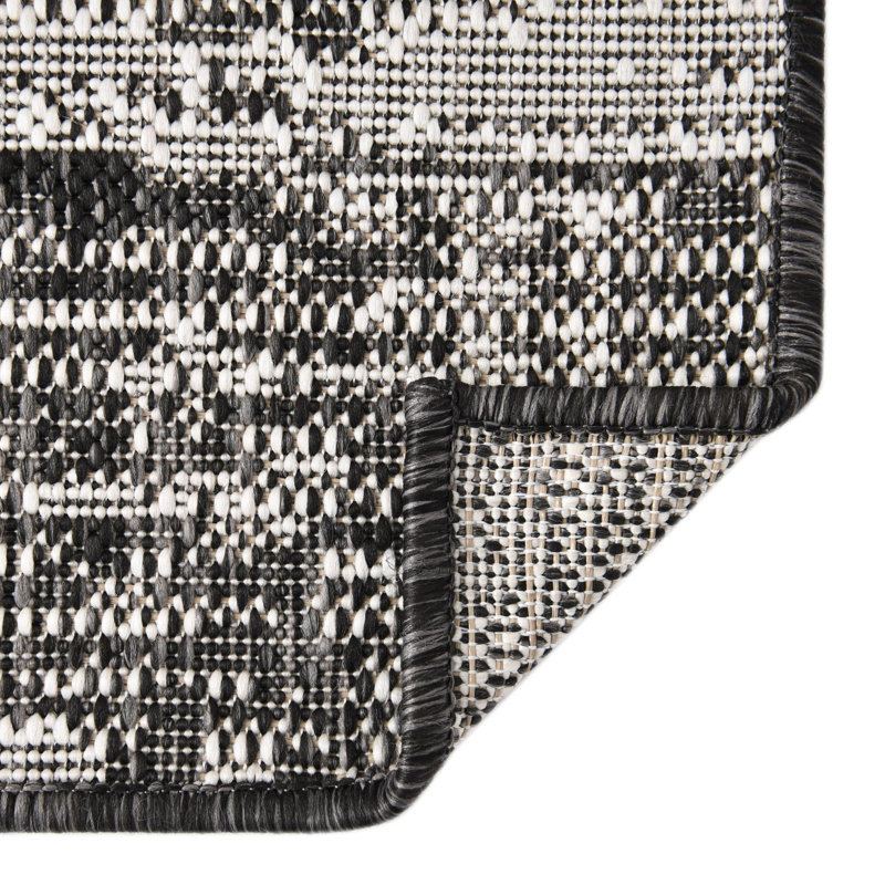 Tapis d'extérieur moderne gris anthracite Noushin, Tapis de couloir 2 pi x 6 pi 1 po