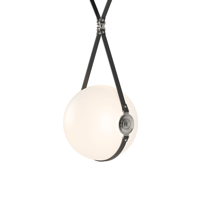 Derby 1 - Light Single Globe LED Pendant with Leather Accents, 43.4" H x 14.9" W x 14" D, British Brown, Antique Brass