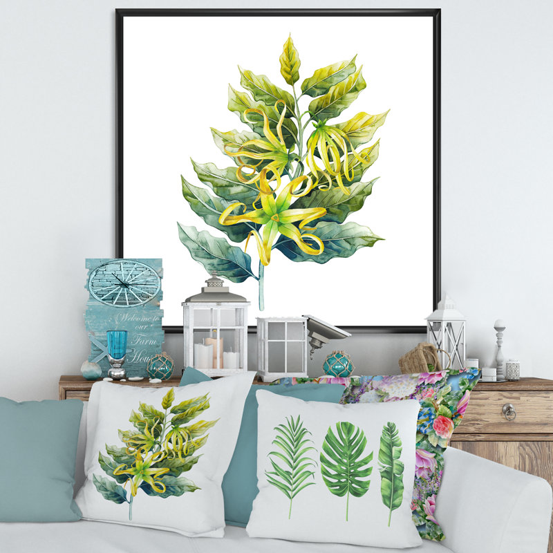 «Ylang Ylang Flower», impression sur toile, H 16 po x l 16 po x p 1 po, Cadre flottant noir