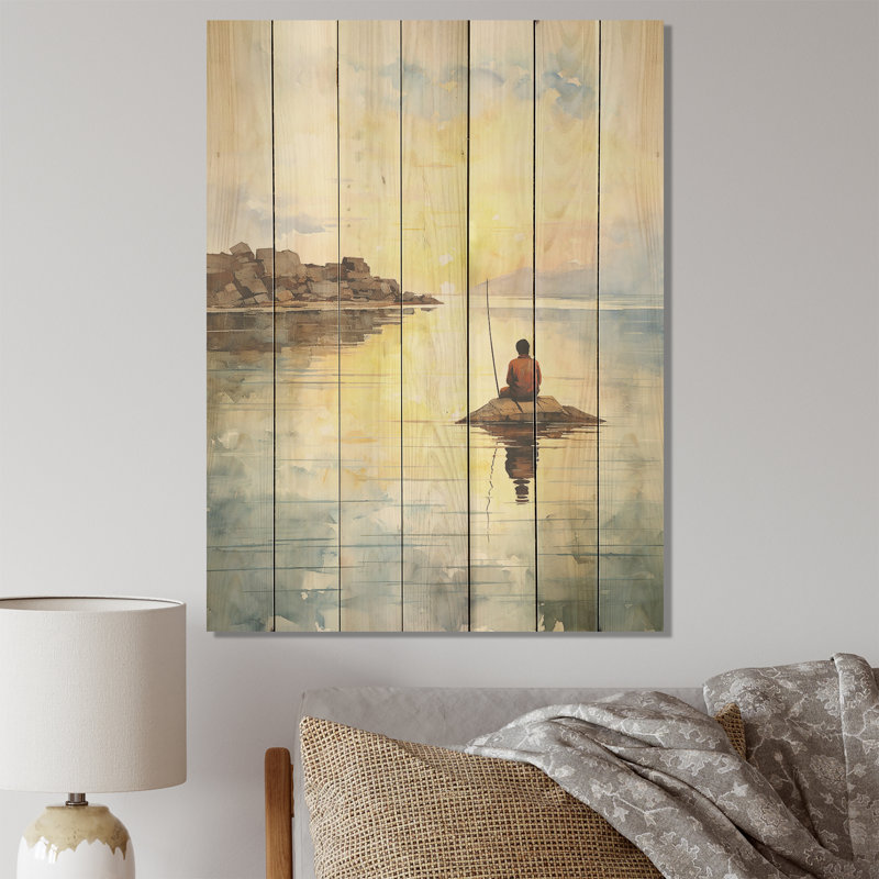 Meditation Serenity By The Sea III - Méditation sur bois, H 44 po x l 34 po