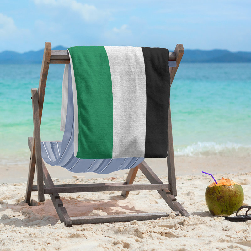 Lightweight Beach Towel, Green/White/Black