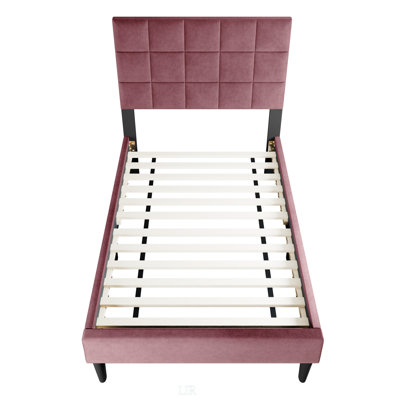 Luxueux lit simple avec tête de lit réglable et capitonnage biscuit en lin doux brossé, assurant confort et style