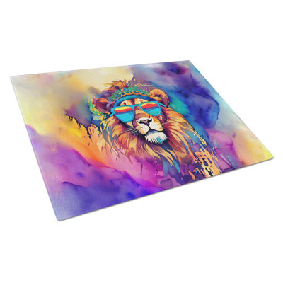 Hippie Animal Lion Glass Cutting Board