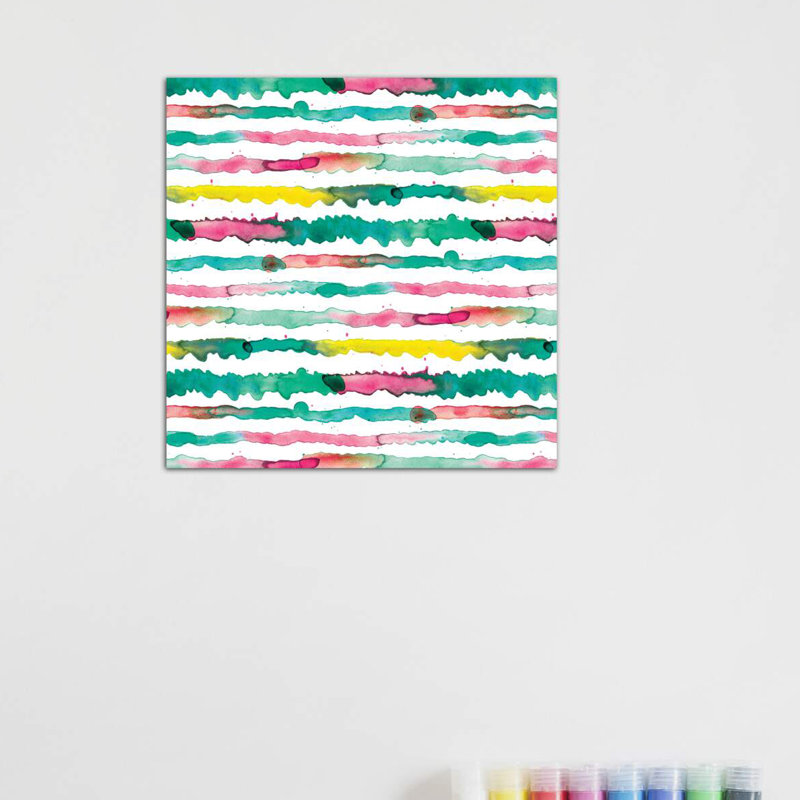 " Gradient Watercolor Lines Green " by Ninola Design, Wrapped Canvas, No Mat, 37" H x 37" W x 1.5" D