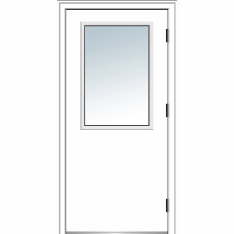 Porte d'entrée en verre transparent pré-suspendue en acier, S'ouvre à gauche vers l'extérieur, H 80 po x l 32 po x P 1,75po