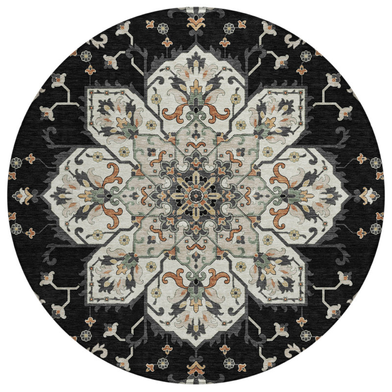 Tapis intérieur / extérieur Husby ACN2194 Global, Rond 8 pi