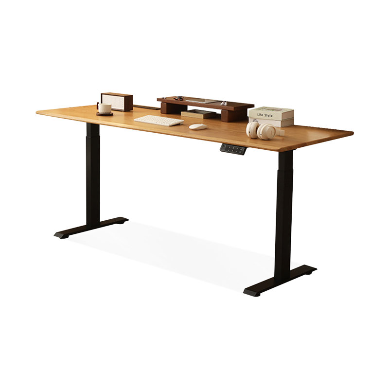 Brown Rectangular Hight adjustable Solid Wood desk, 46.06" H x 70.87" W x 31.5" D