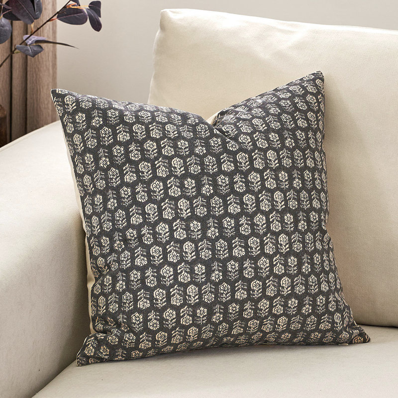 Rapallo Floral Pillow Covers Couch for Living Room Farmhouse Decorative Accent Sofa Pillows 1PC, 20"H x 20"W, Black