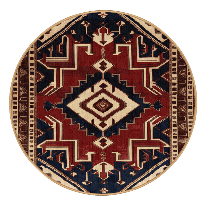 Tapis brun lavable à la machine, Rond 5 pi