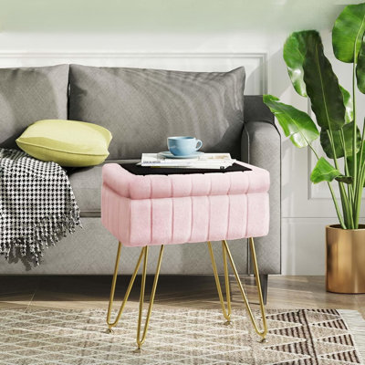 Modern Green Plush Upholstered Vanity Stool/Chair, Made Of Faux Fur, With Storage Space, A Soft Footstool, And Four Metal Legs With Non-Slip Pads. Sui by Mercer41