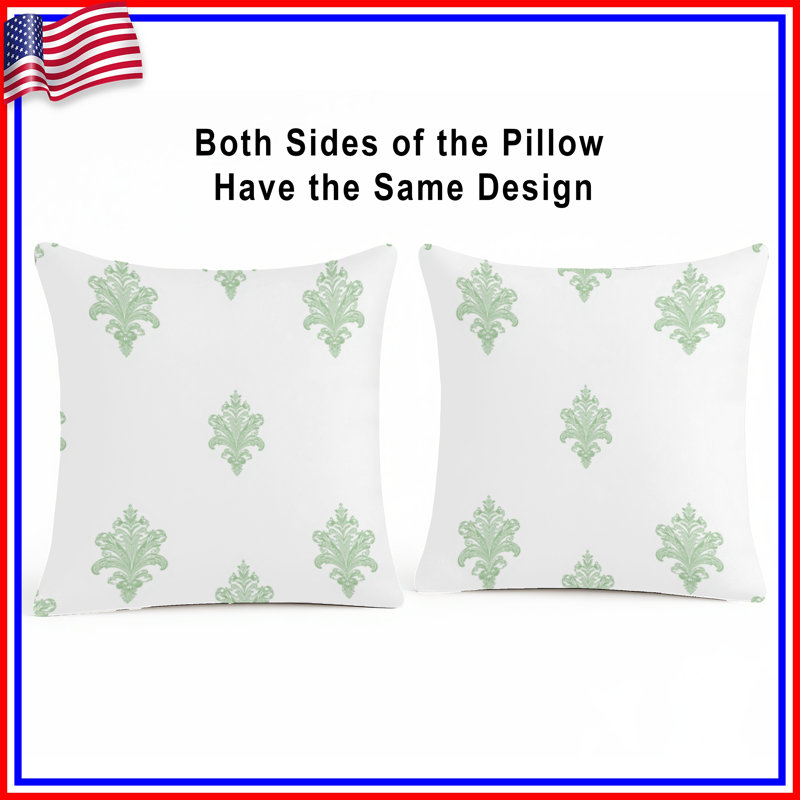 Coussins décoratifs Green Damask, 16 x 16 inches