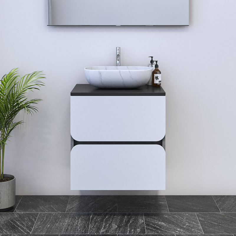 Kaydin 23.6'' Single Bathroom Vanity with Top, Black, White