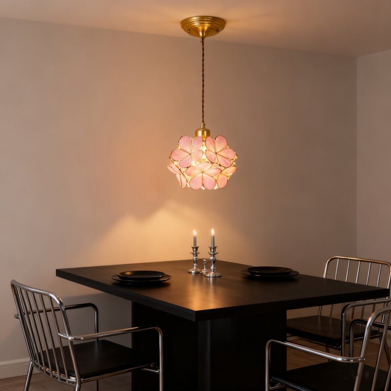 Luminaire suspendu floral rose à une lumière à intensité variable
