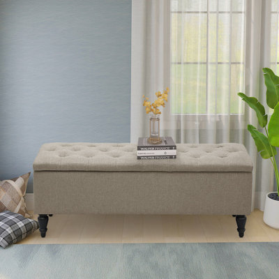 Banc de rangement rembourré avec pieds en bois massif Balcom
