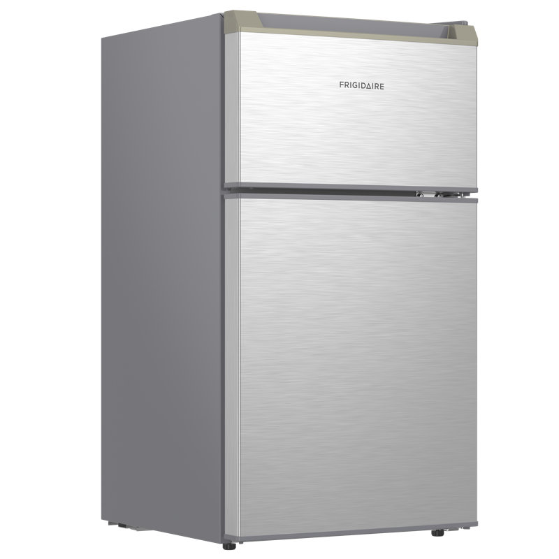Frigidaire 3.1 Cu. Ft. Retro Compact Refrigerator, 2-Door Mini Fridge with Built-n Side Bottle Opener, Stainless Steel