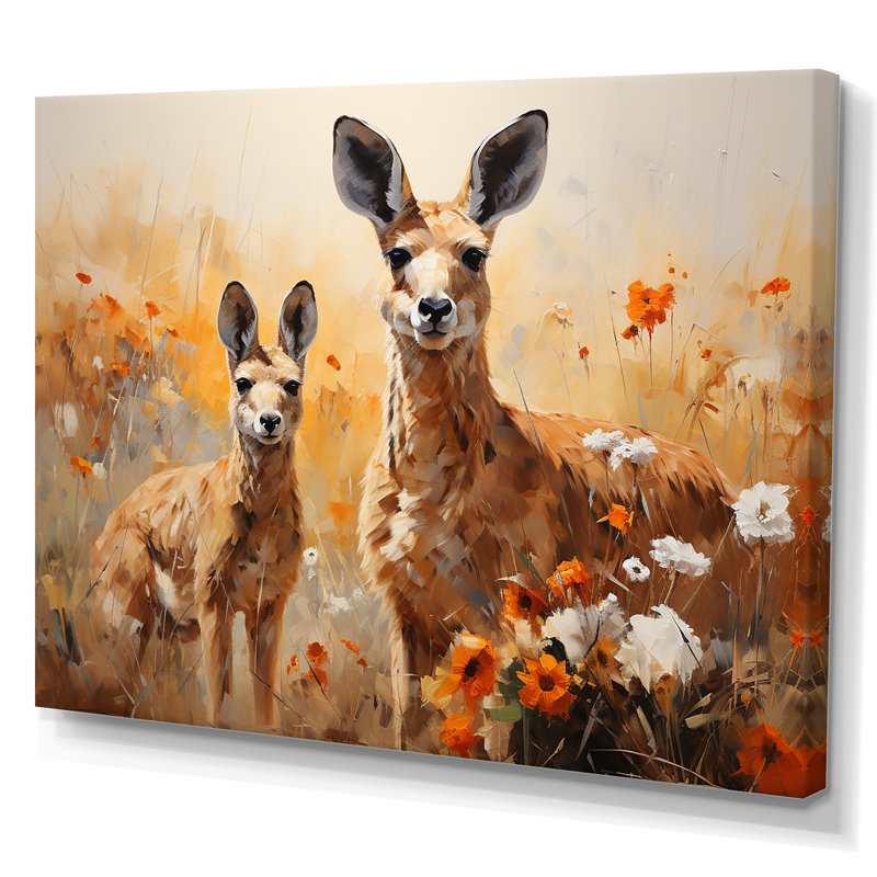 «Kangaroo Golden Blooms Outback» sur toile, Toile tendue, H 12 po x l 20 po x P 1 po
