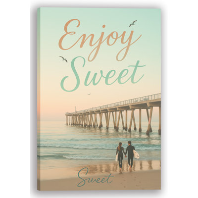 Enjoy Sweet – Coastal Pier Love Wrapped Canvas Print