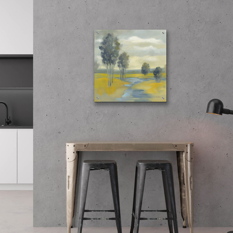  «Mustard Yellow Fields» par Silvia Vassileva, art mural en verre acrylique, 24 po x 24 po, H 24 po x l 24 po
