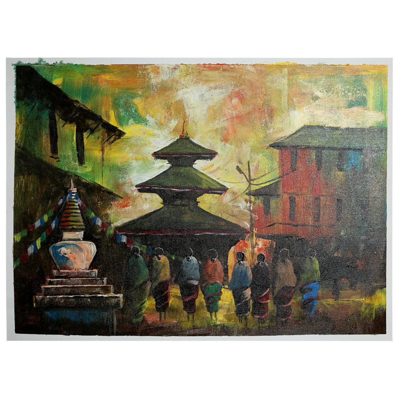 Le temple du Népal | Peinture à l'huile sur toile