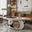 Table basse en marbre texturé pour le salon, table basse ovale moderne-753759579-753650608