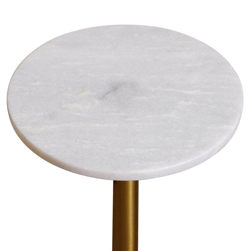 Table de bout à piédestal, Noir / bronze brossé, Blanc, H 22 po x l 12 po x P 10 po