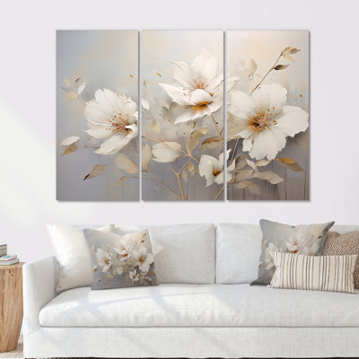 Beige Seasonal Flowers Simplicity - ensemble de reproductions d'art mural