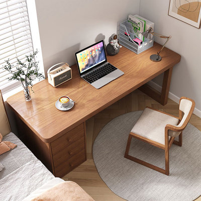 Bureau rectangulaire moderne et simple avec armoires