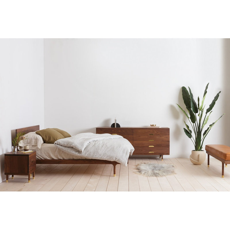 Simple Bed W/Headboard | Full, California King, Walnut