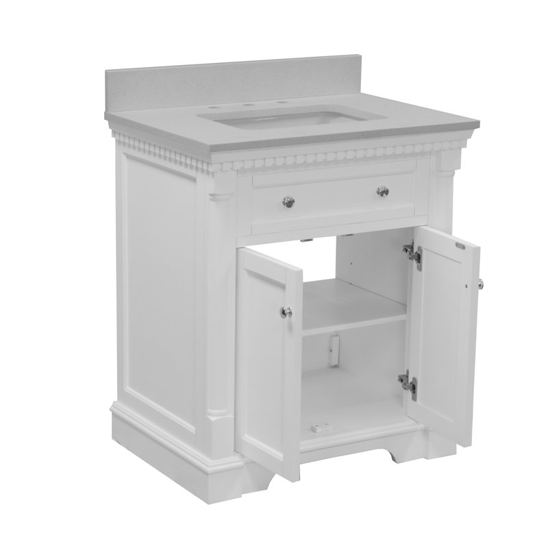 Meuble-lavabo simple 30 po Fossen, Blanc, Quartz