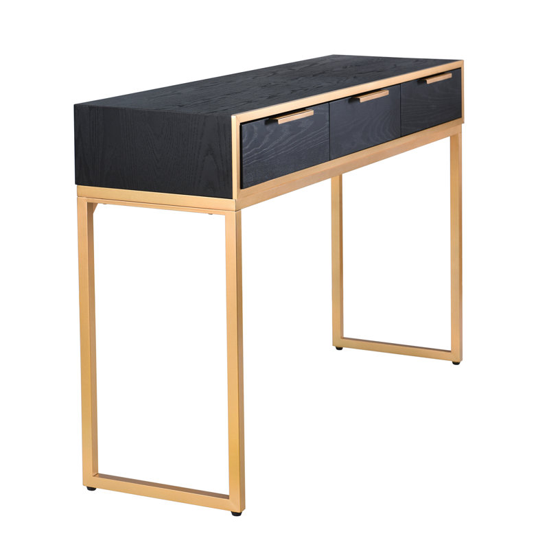 Aurelia 3-Drawer Console - Ebony & Gold