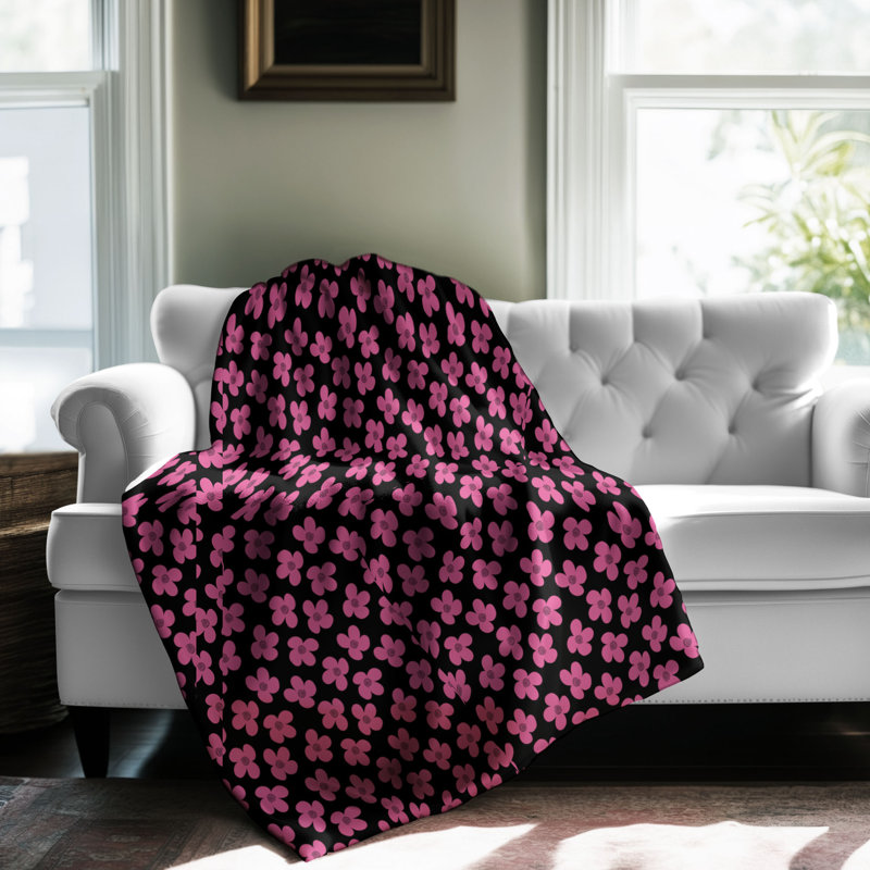 Fleur vive - couverture sherpa de qualité supérieure 1 pièce, Grand lit