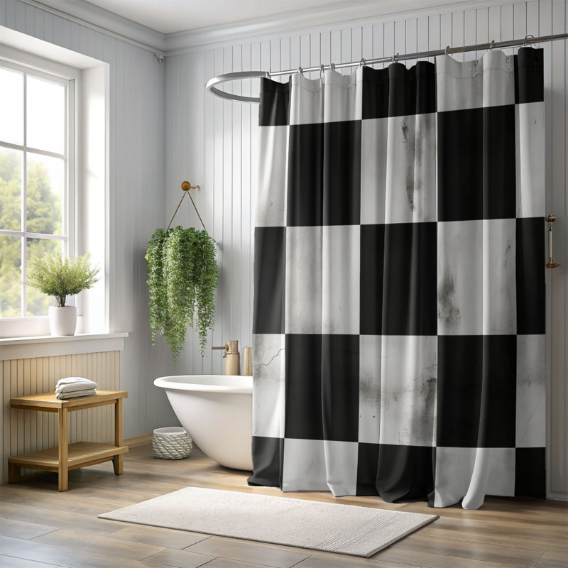 Plaid Echoes - Premium Shower Curtain, 74"H x 71"W