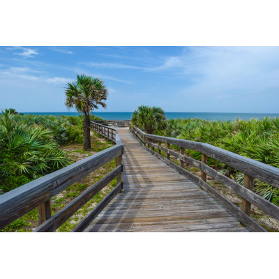 Boardwalk At Canaveral National Seashore - Wrapped Canvas Print