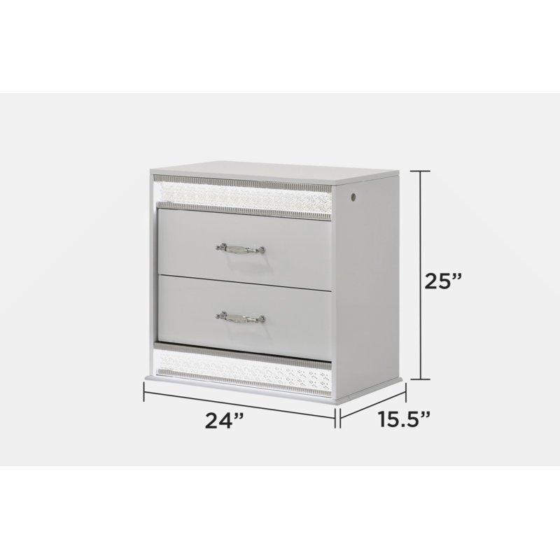 Table de chevet 2 tiroirs Glam