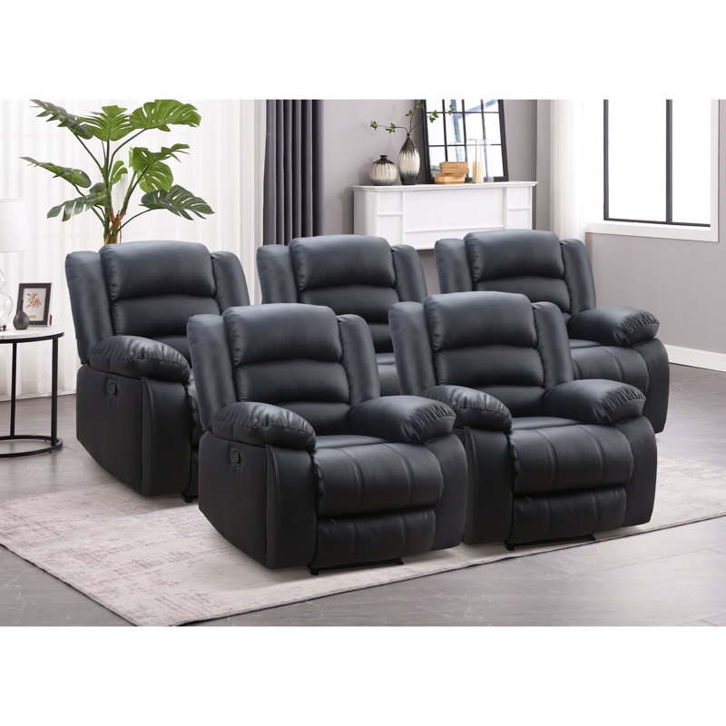 Siège de cinéma individuel en similicuir de 40,16 po de largeur avec porte-gobelet (ensemble de 5)