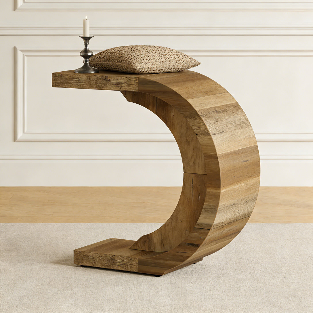 17 Stories C-Shaped Wood Side Table for Couch Sofa | Wayfair