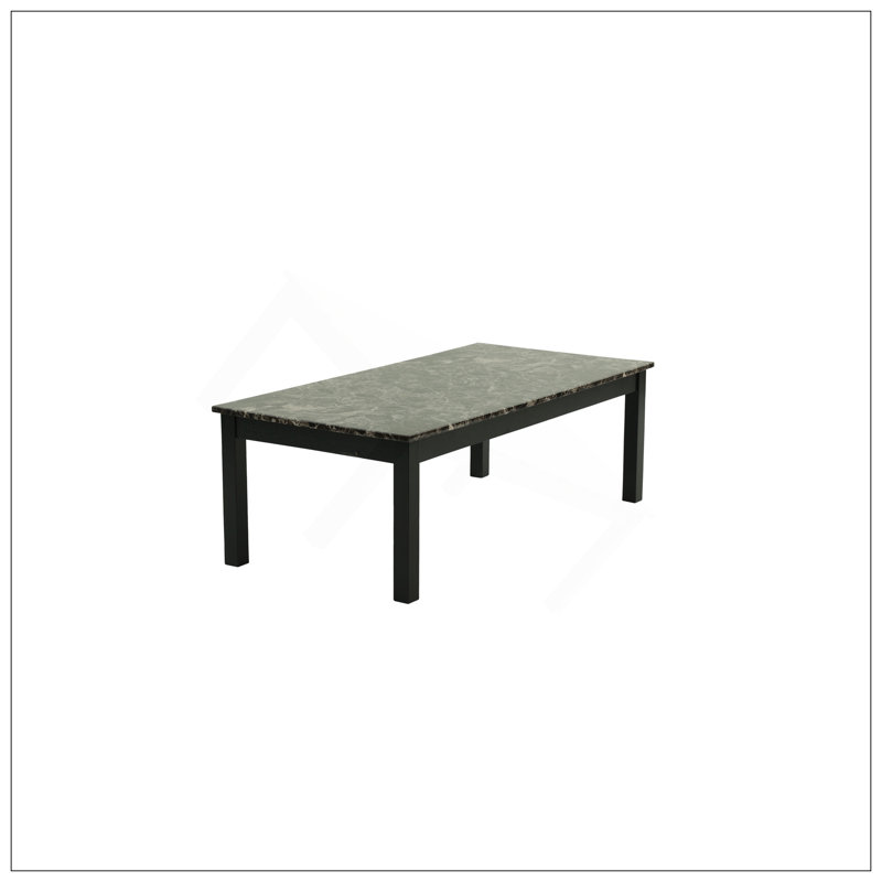 Ensemble de tables basses chic en faux marbre avec pieds noirs pour le salon, Noir