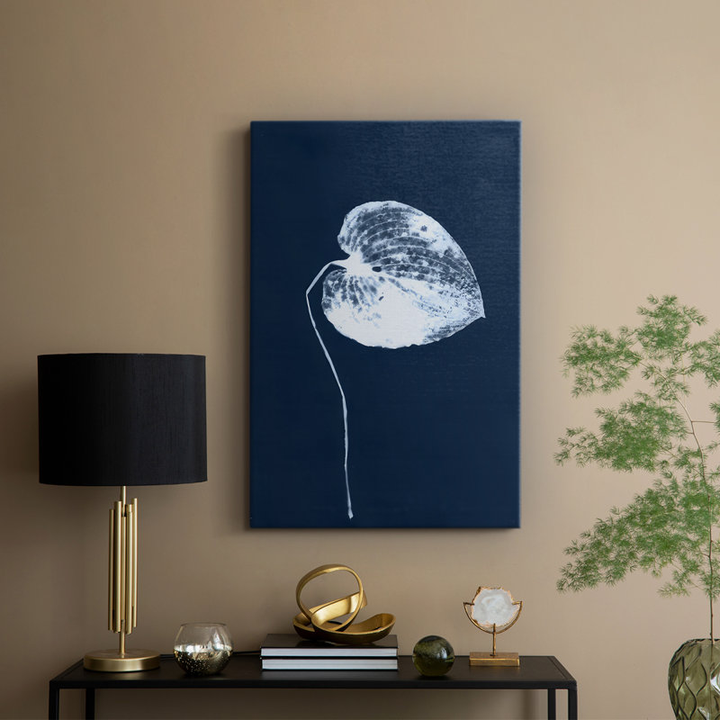 Cyanotype Leaf II -Custom Wrapped Gallery Cavas, 48" H x 32" W