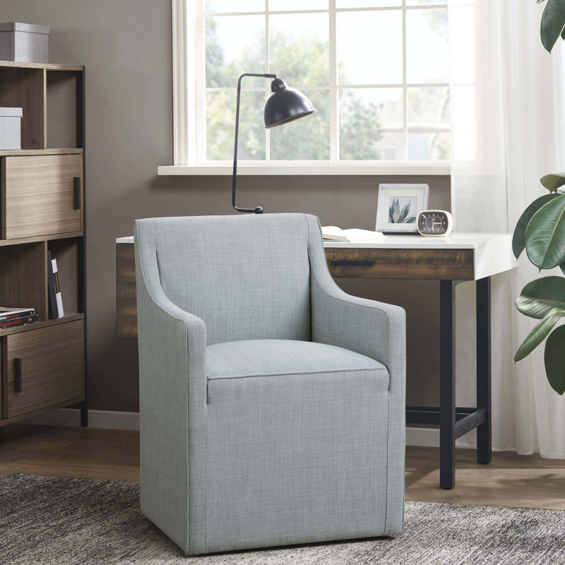 Chaise avec accoudoirs à roulettes avec jupe, Bleu