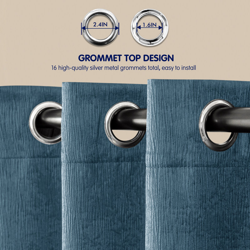 Jayla Blackout Curtain Pair, Smoke Blue, 53" W x 63" L