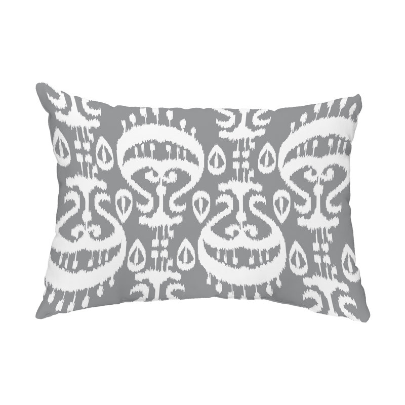Ikat Outdoor Reversible Throw Pillow, Gray