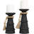 Handmade Textured Matte Decorative Black Candle Holder with Beaded Garland Accent
