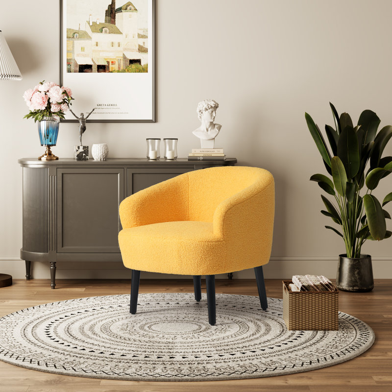 Bayville 29'' Wide Barrel Chair, Gold Polyester Blend