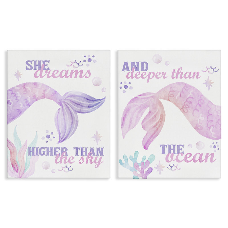 Ensemble de 2 toiles Mermaid Dreams Ocean & Sky, design par Kim Allen, H 20 po x l 16 po