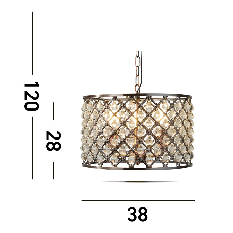 Jon 3 - Light Antique Copper Drum Pendant