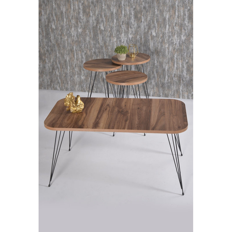 Santino Living Room Table Set, Walnut