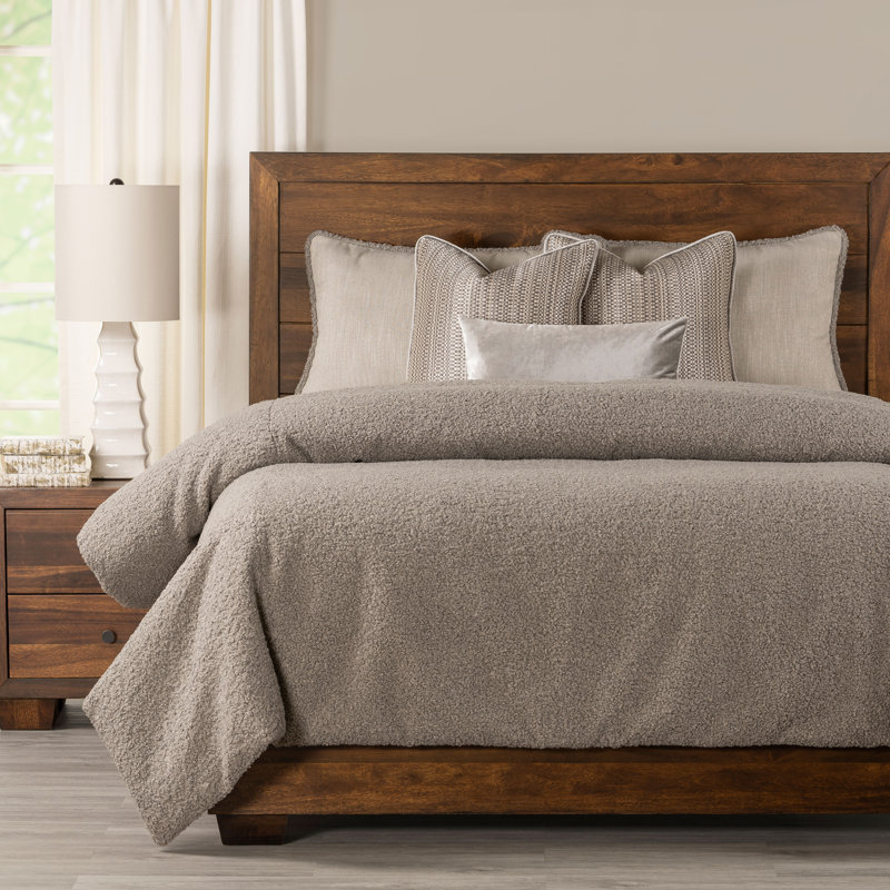 Tiffany Bouclé Polyester Baffle Box Stitch Duvet Cover & Insert, Full Duvet Cover & Insert + 2 Shams + 3 Throw Pill