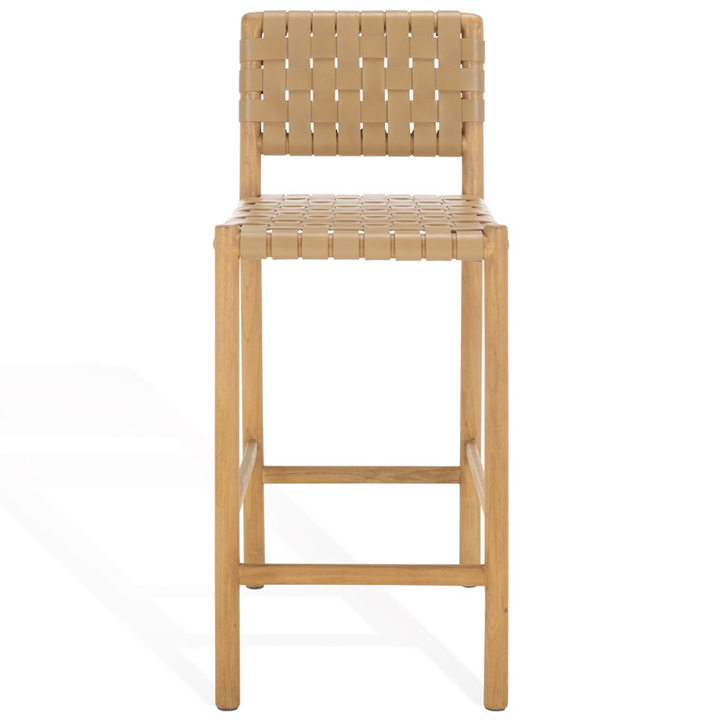 Jeremiah Woven Leather Counter Stool, Natural, Tan