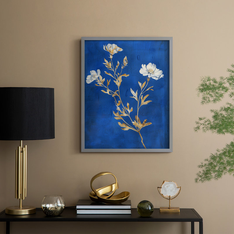 Série FLORAL Lxxiv - reproduction encadrée de qualité supérieure - prête à être accrochée - aucun clou requis, Gris