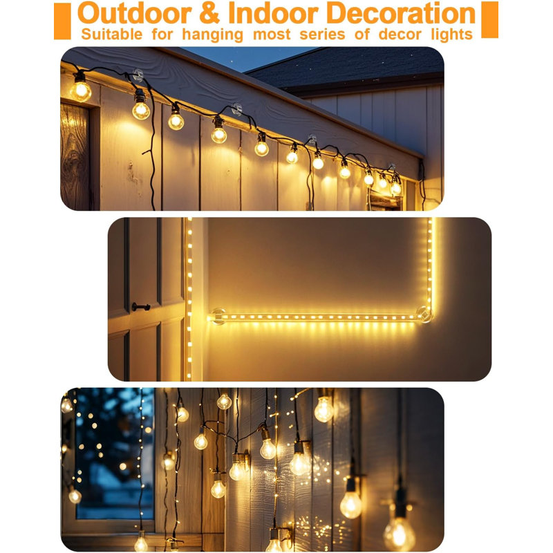 24 Pack Adhesive Hooks for Outdoor String Lights